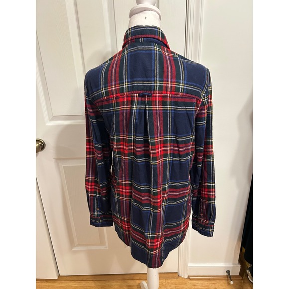 American Eagle Medium Women Boyfriend Fit‎ Amazingly Soft plaid flannel red blue - Picture 3 of 8